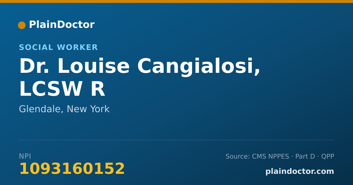 Shareable card for Louise Cangialosi, LCSW R - Social Worker, Glendale, NY