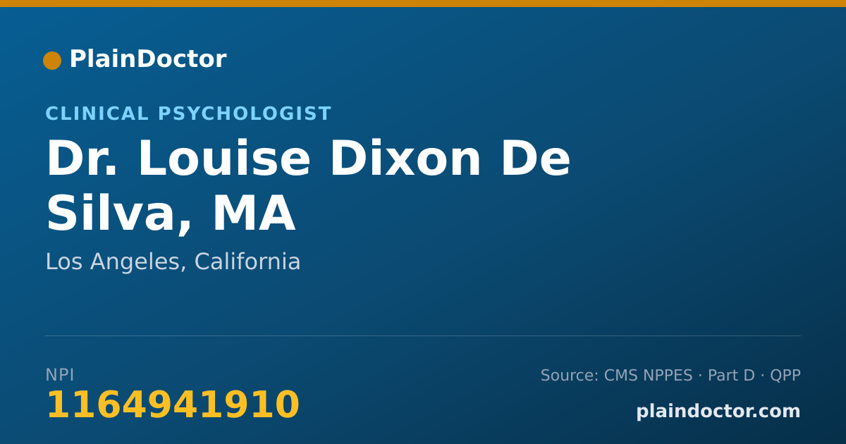 Shareable card for Louise Dixon De Silva, MA - Clinical Psychologist, Los Angeles, CA