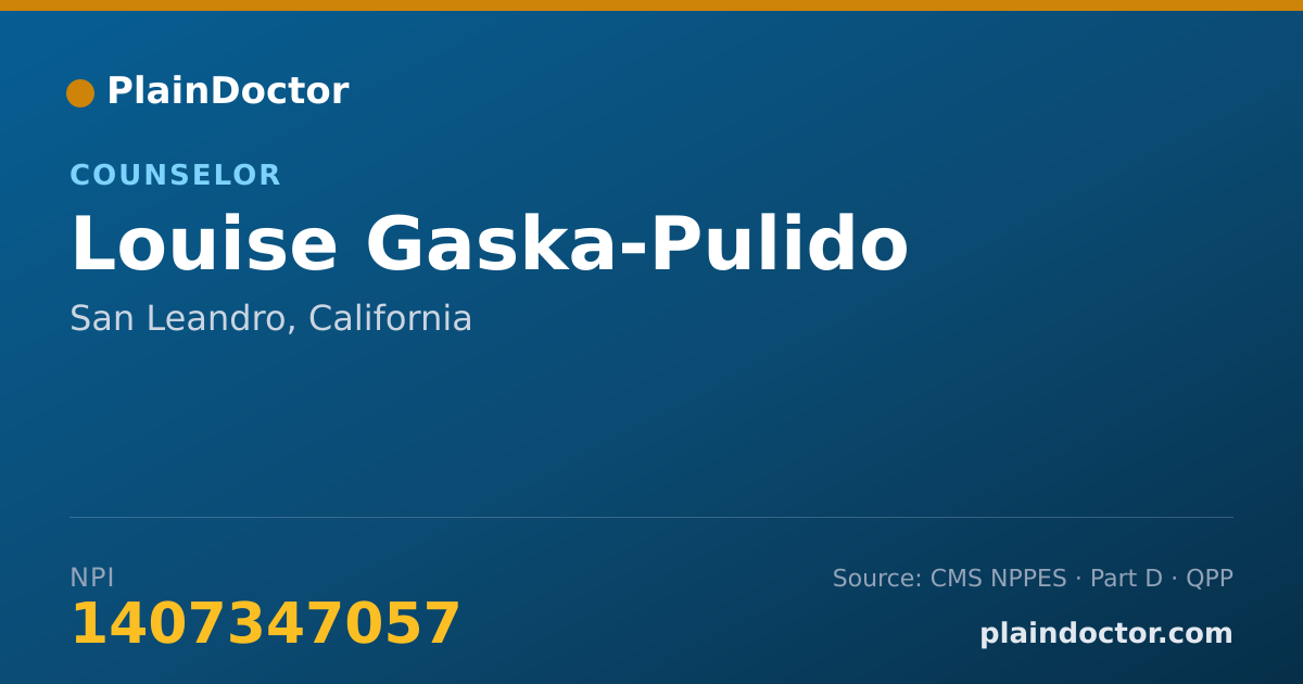 Shareable card for Louise Gaska-Pulido - Counselor, San Leandro, CA