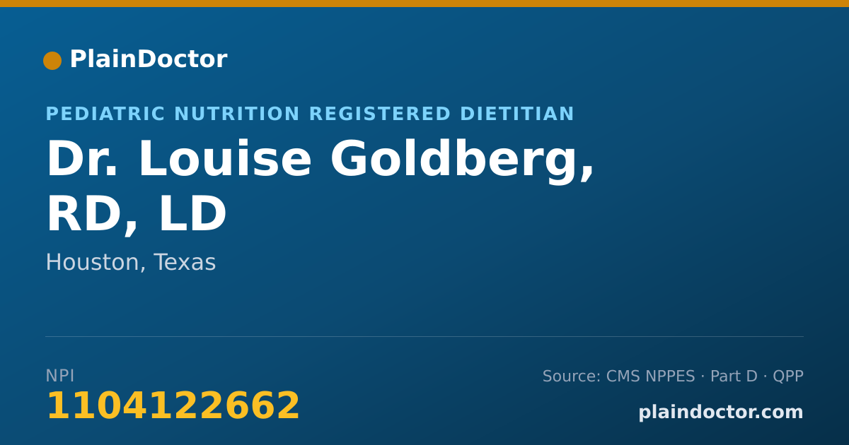 Shareable card for Louise Goldberg, RD, LD - Pediatric Nutrition Registered Dietitian, Houston, TX