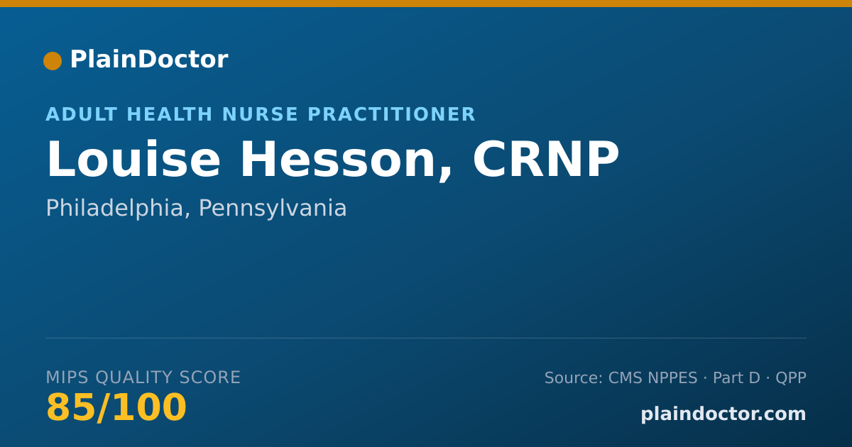 Shareable card for Louise Hesson, CRNP - Adult Health Nurse Practitioner, Philadelphia, PA