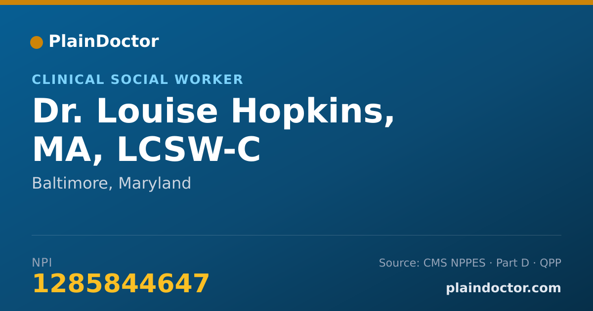 Shareable card for Louise Hopkins, MA, LCSW-C - Clinical Social Worker, Baltimore, MD