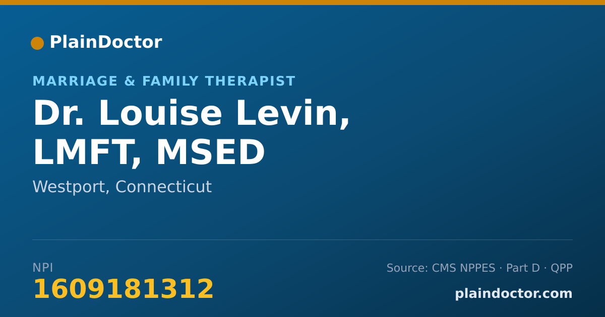 Shareable card for Louise Levin, LMFT, MSED - Marriage & Family Therapist, Westport, CT