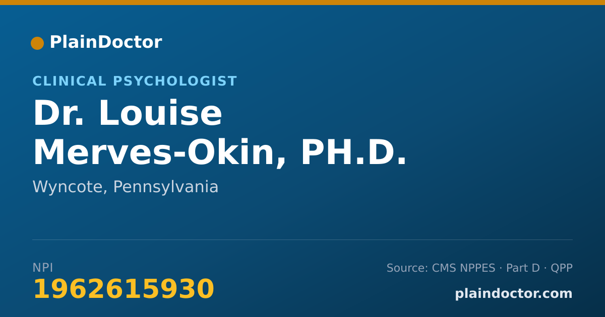 Shareable card for Louise Merves-Okin, PH.D. - Clinical Psychologist, Wyncote, PA