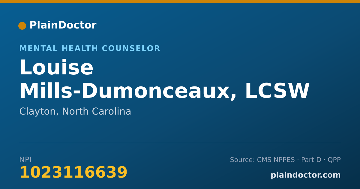 Shareable card for Louise Mills-Dumonceaux, LCSW - Mental Health Counselor, Clayton, NC