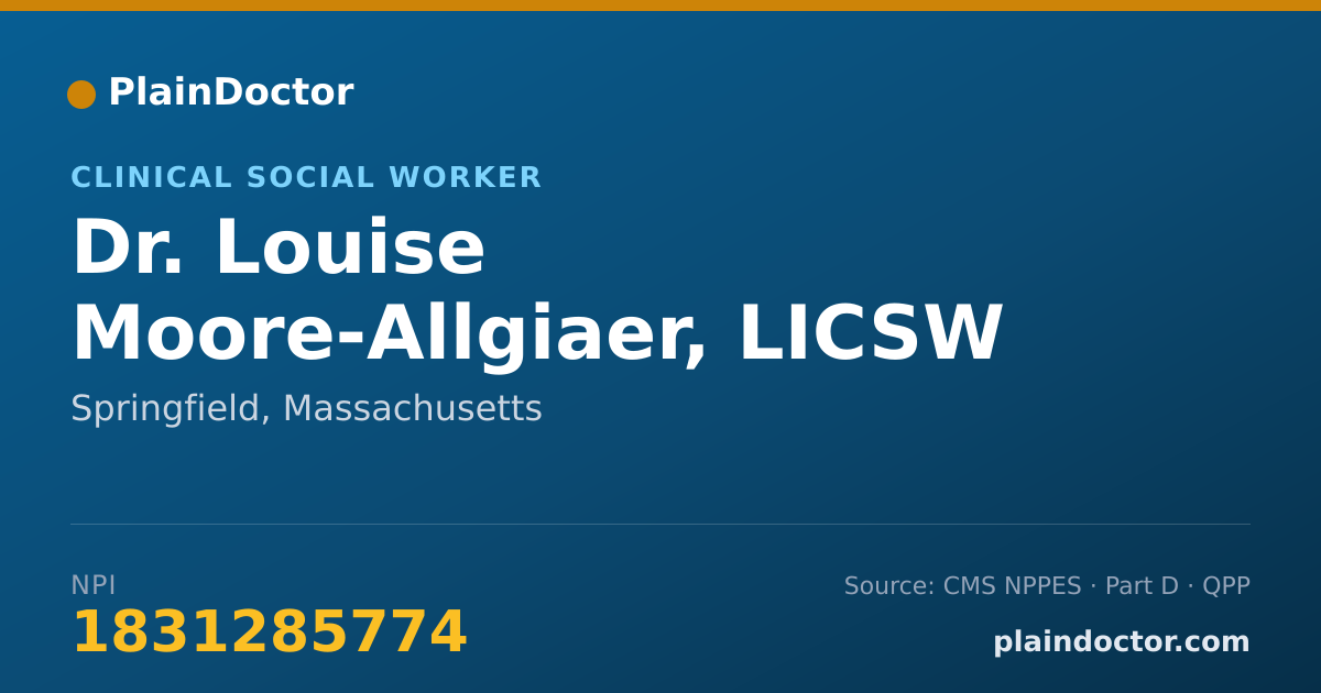 Shareable card for Louise Moore-Allgiaer, LICSW - Clinical Social Worker, Springfield, MA