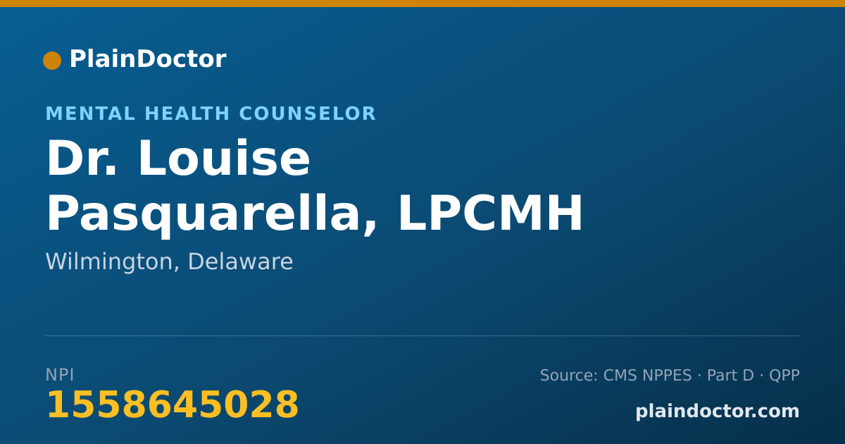 Shareable card for Louise Pasquarella, LPCMH - Mental Health Counselor, Wilmington, DE