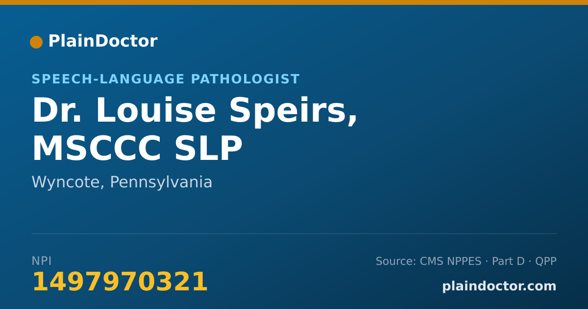 Shareable card for Louise Speirs, MSCCC SLP - Speech-Language Pathologist, Wyncote, PA
