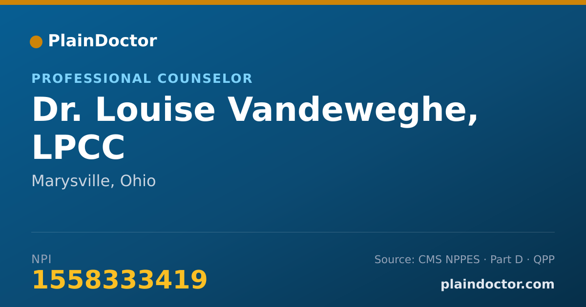 Shareable card for Louise Vandeweghe, LPCC - Professional Counselor, Marysville, OH
