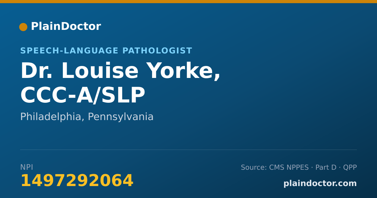 Shareable card for Louise Yorke, CCC-A/SLP - Speech-Language Pathologist, Philadelphia, PA