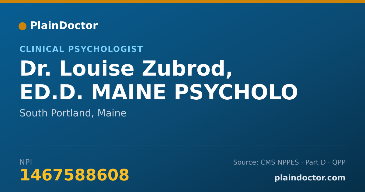 Shareable card for Louise Zubrod, ED.D. MAINE PSYCHOLO - Clinical Psychologist, South Portland, ME