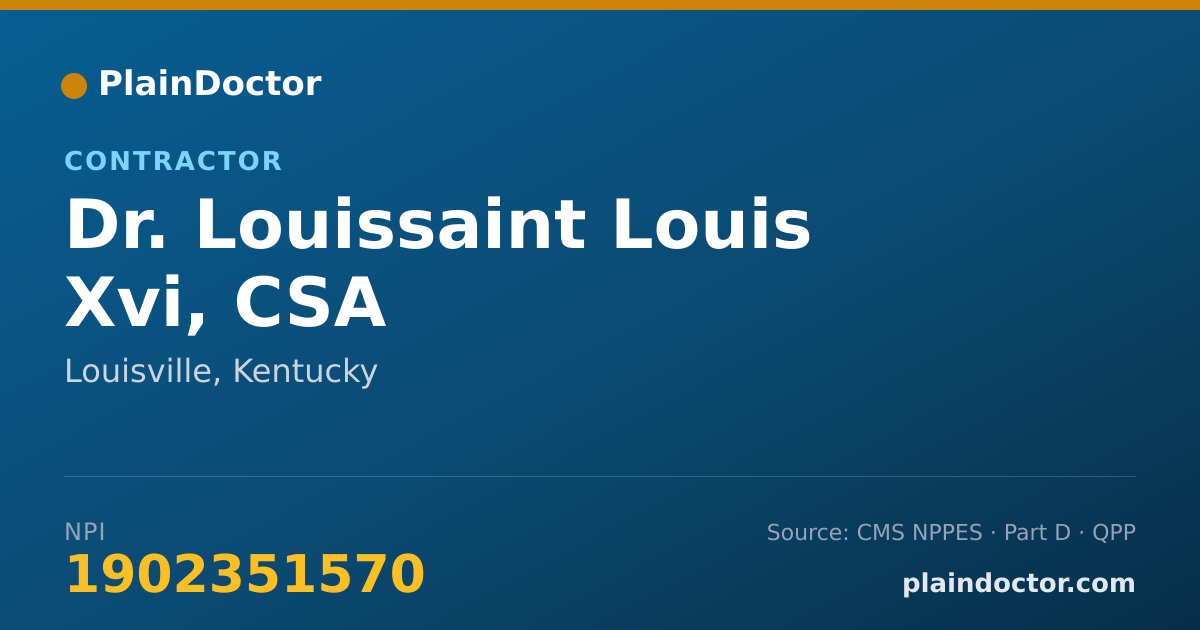 Shareable card for Louissaint Louis Xvi, CSA - Contractor, Louisville, KY