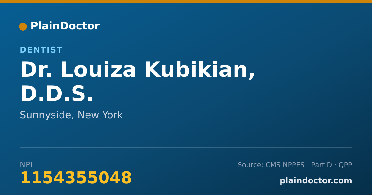 Shareable card for Louiza Kubikian, D.D.S. - Dentist, Sunnyside, NY