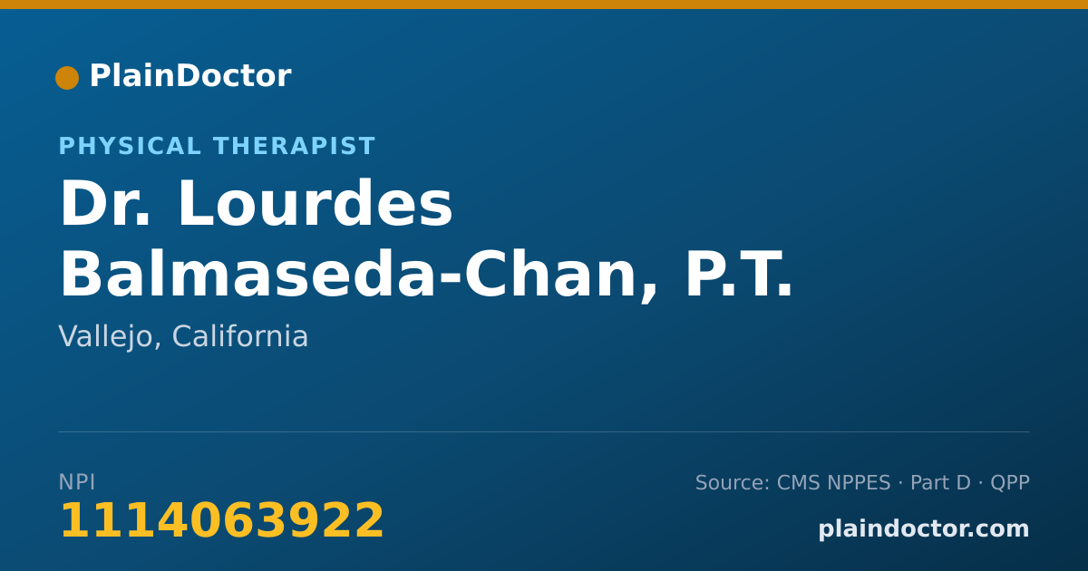 Shareable card for Lourdes Balmaseda-Chan, P.T. - Physical Therapist, Vallejo, CA
