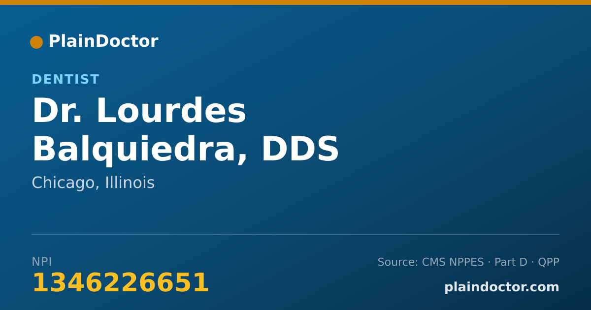 Shareable card for Lourdes Balquiedra, DDS - Dentist, Chicago, IL