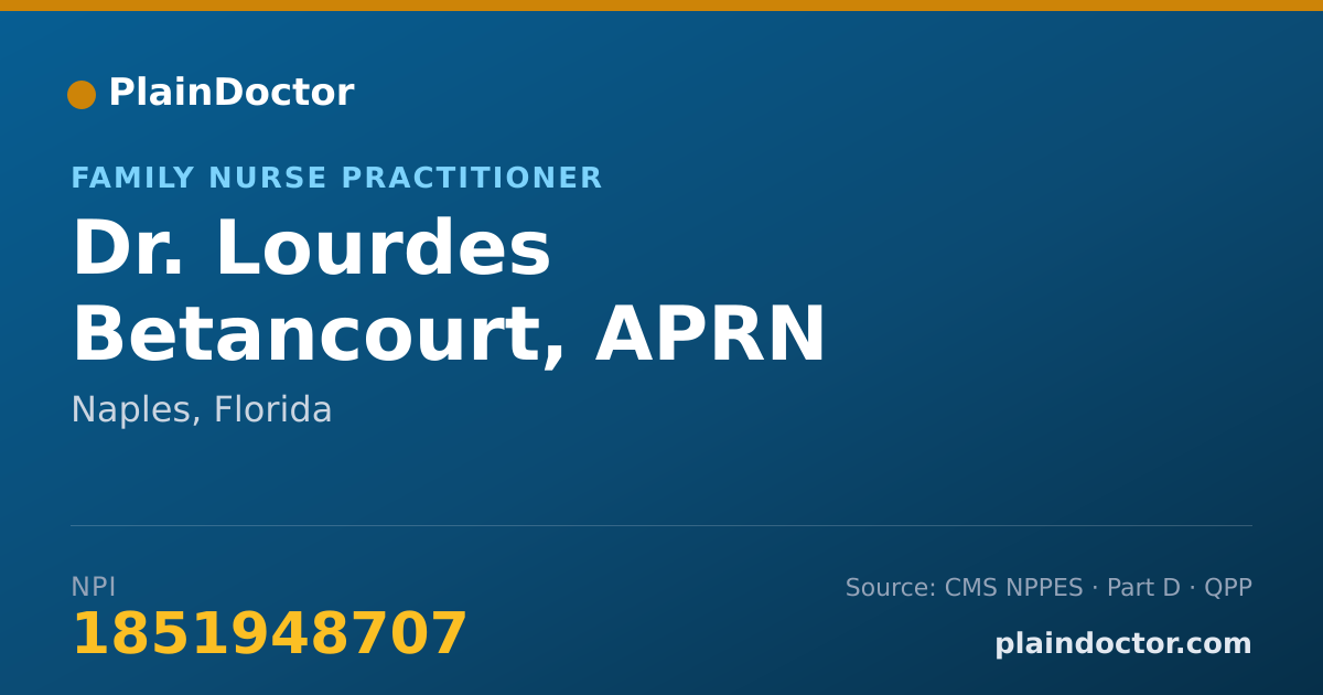 Shareable card for Lourdes Betancourt, APRN - Family Nurse Practitioner, Naples, FL