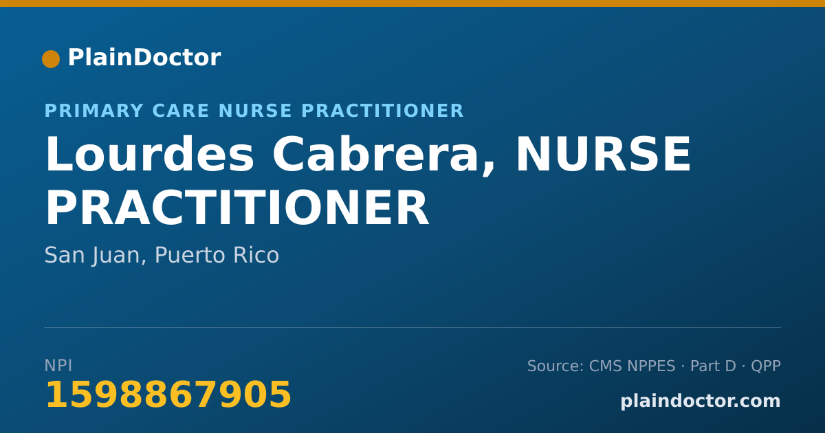 Shareable card for Lourdes Cabrera, NURSE PRACTITIONER - Primary Care Nurse Practitioner, San Juan, PR