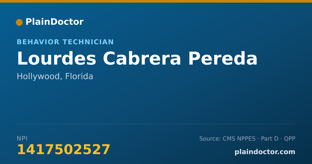 Shareable card for Lourdes Cabrera Pereda - Behavior Technician, Hollywood, FL