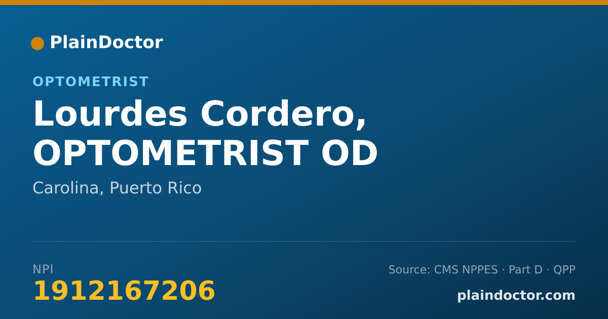 Shareable card for Lourdes Cordero, OPTOMETRIST OD - Optometrist, Carolina, PR