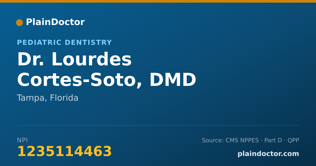 Shareable card for Lourdes Cortes-Soto, DMD - Pediatric Dentistry, Tampa, FL