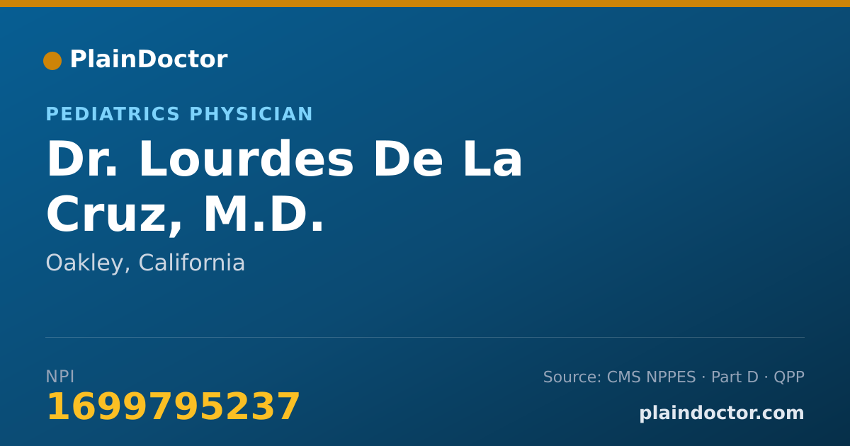 Shareable card for Lourdes De La Cruz, M.D. - Pediatrics Physician, Oakley, CA