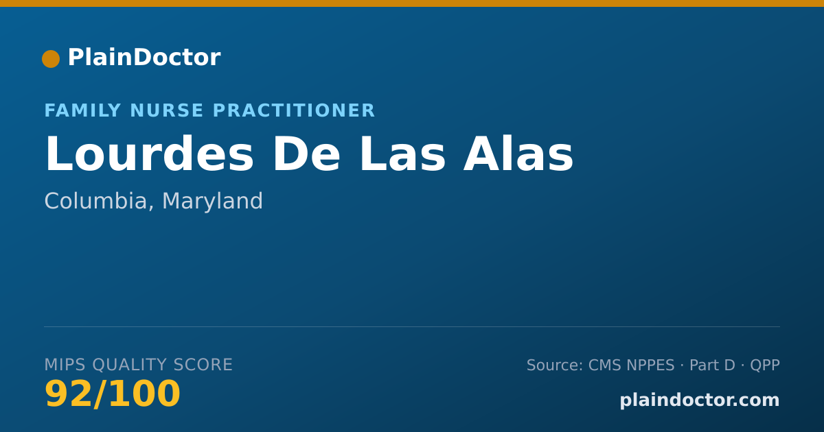 Shareable card for Lourdes De Las Alas - Family Nurse Practitioner, Columbia, MD