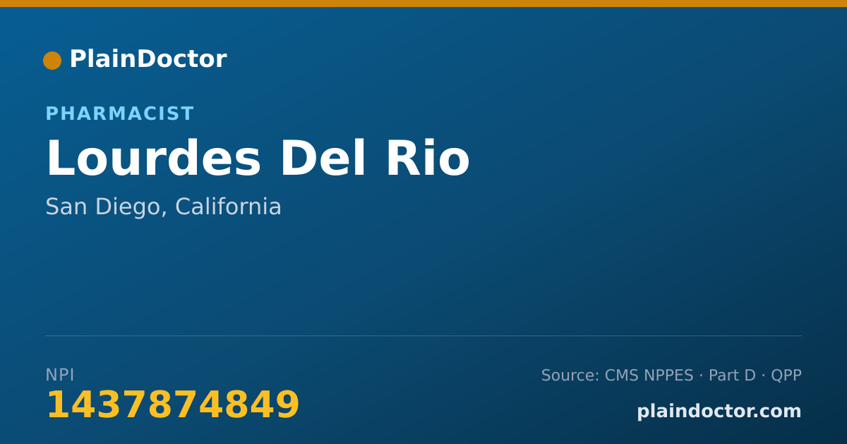 Shareable card for Lourdes Del Rio - Pharmacist, San Diego, CA