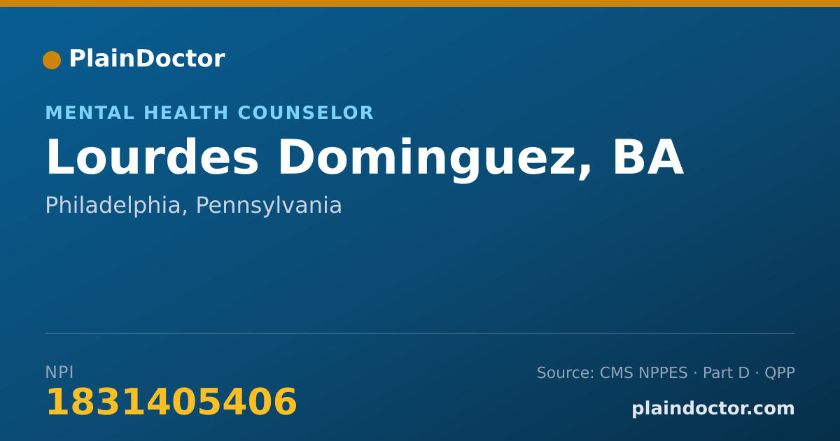 Shareable card for Lourdes Dominguez, BA - Mental Health Counselor, Philadelphia, PA