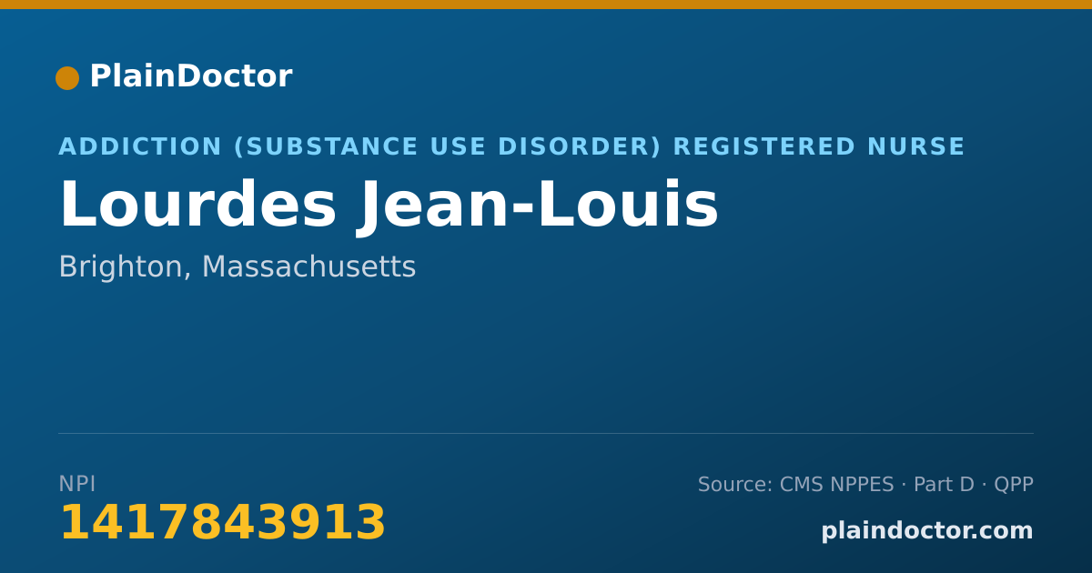 Shareable card for Lourdes Jean-Louis - Addiction (Substance Use Disorder) Registered Nurse, Brighton, MA