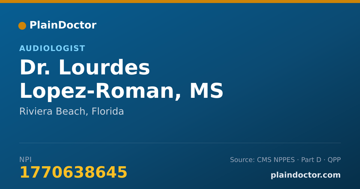 Shareable card for Lourdes Lopez-Roman, MS - Audiologist, Riviera Beach, FL