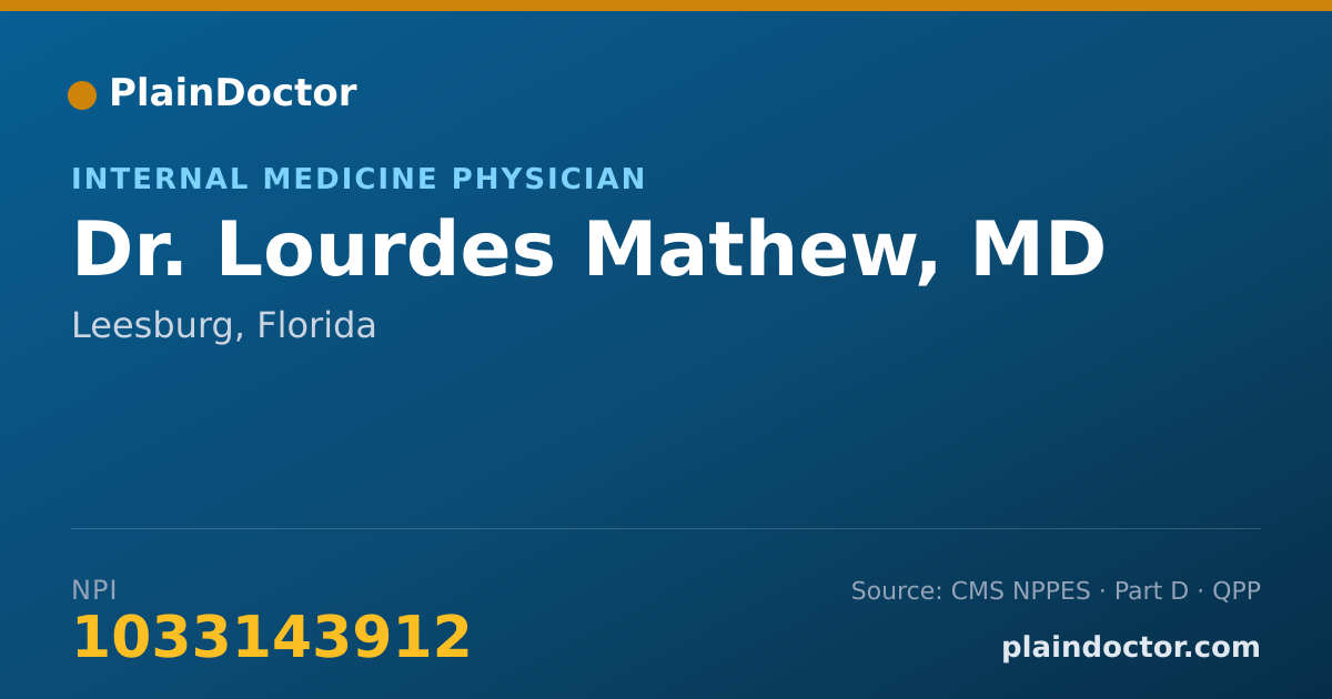 Shareable card for Lourdes Mathew, MD - Internal Medicine Physician, Leesburg, FL