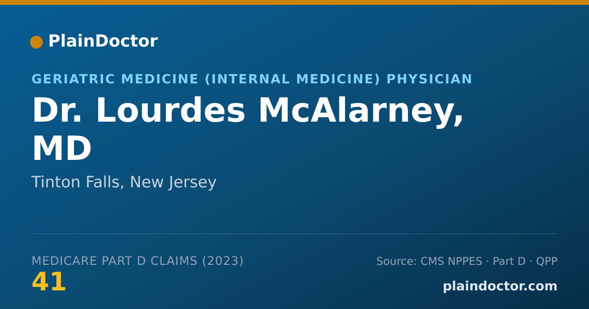 Shareable card for Lourdes McAlarney, MD - Geriatric Medicine (Internal Medicine) Physician, Tinton Falls, NJ