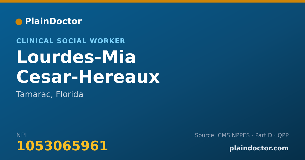 Shareable card for Lourdes-Mia Cesar-Hereaux - Clinical Social Worker, Tamarac, FL