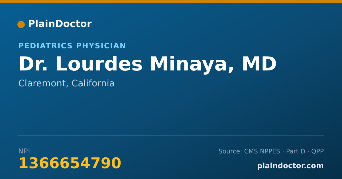Shareable card for Lourdes Minaya, MD - Pediatrics Physician, Claremont, CA