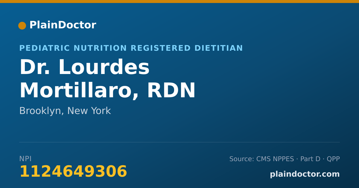 Shareable card for Lourdes Mortillaro, RDN - Pediatric Nutrition Registered Dietitian, Brooklyn, NY