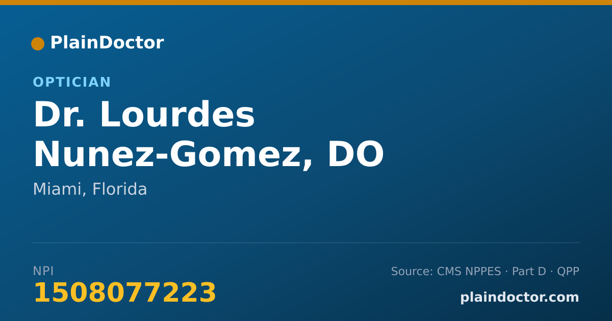 Shareable card for Lourdes Nunez-Gomez, DO - Optician, Miami, FL