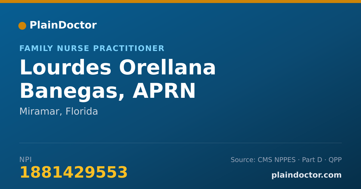 Shareable card for Lourdes Orellana Banegas, APRN - Family Nurse Practitioner, Miramar, FL