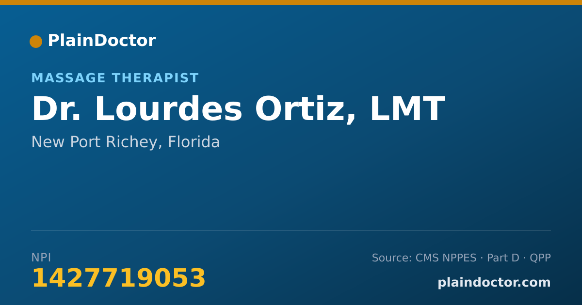 Shareable card for Lourdes Ortiz, LMT - Massage Therapist, New Port Richey, FL