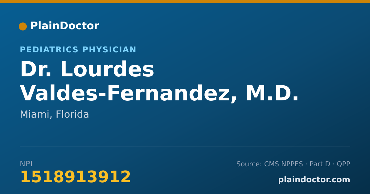 Shareable card for Lourdes Valdes-Fernandez, M.D. - Pediatrics Physician, Miami, FL