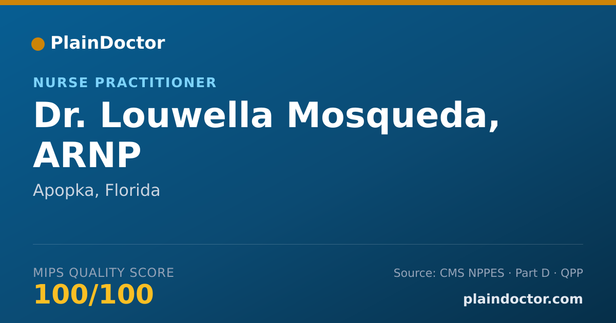 Shareable card for Louwella Mosqueda, ARNP - Nurse Practitioner, Apopka, FL