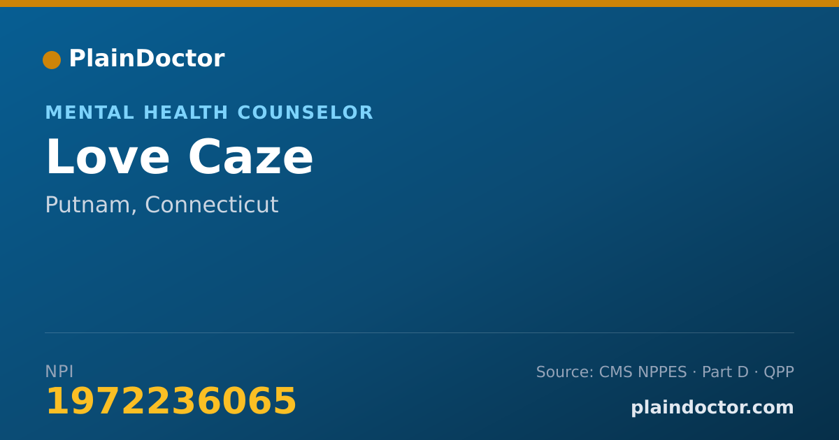 Shareable card for Love Caze - Mental Health Counselor, Putnam, CT