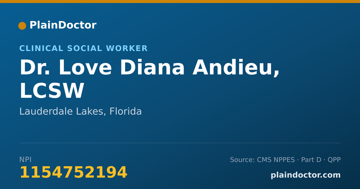 Shareable card for Love Diana Andieu, LCSW - Clinical Social Worker, Lauderdale Lakes, FL