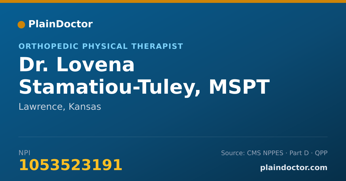 Shareable card for Lovena Stamatiou-Tuley, MSPT - Orthopedic Physical Therapist, Lawrence, KS