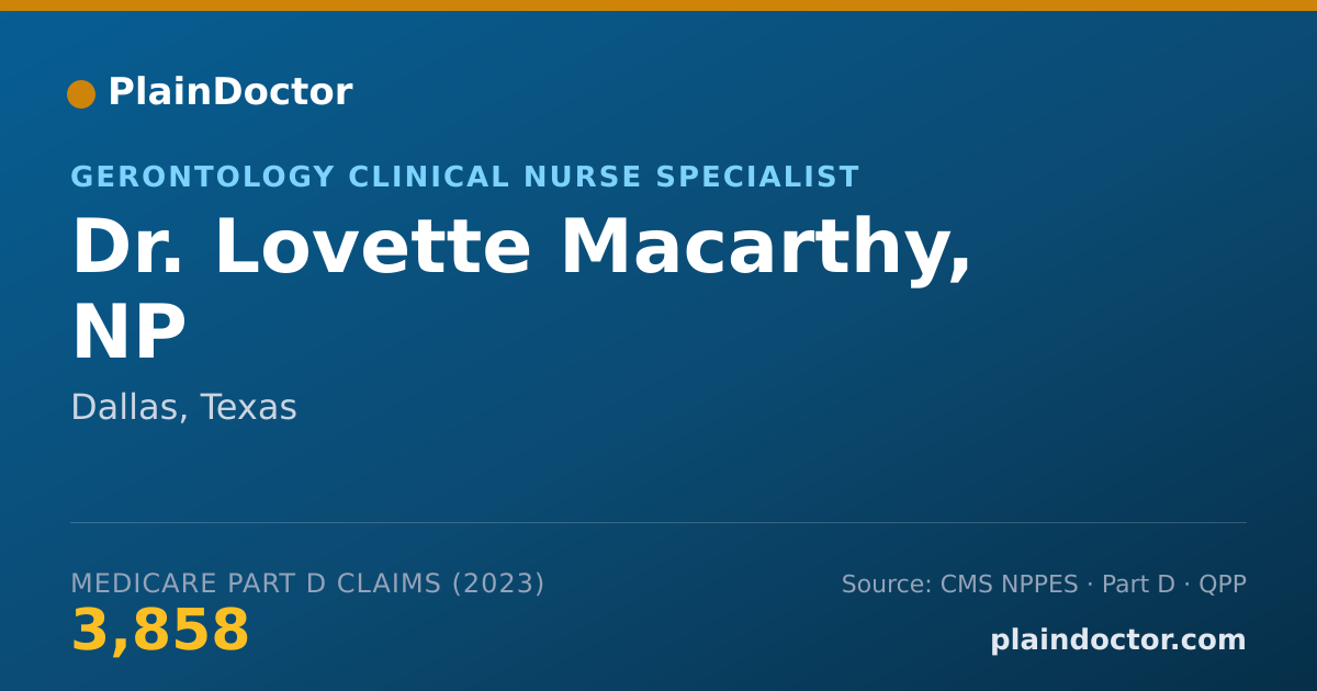 Shareable card for Lovette Macarthy, NP - Gerontology Clinical Nurse Specialist, Dallas, TX