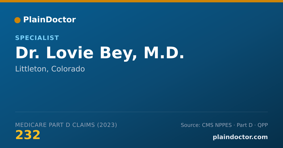 Shareable card for Lovie Bey, M.D. - Specialist, Littleton, CO