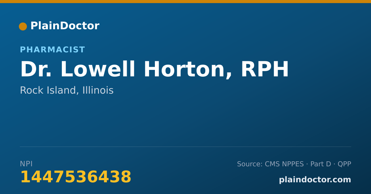 Shareable card for Lowell Horton, RPH - Pharmacist, Rock Island, IL