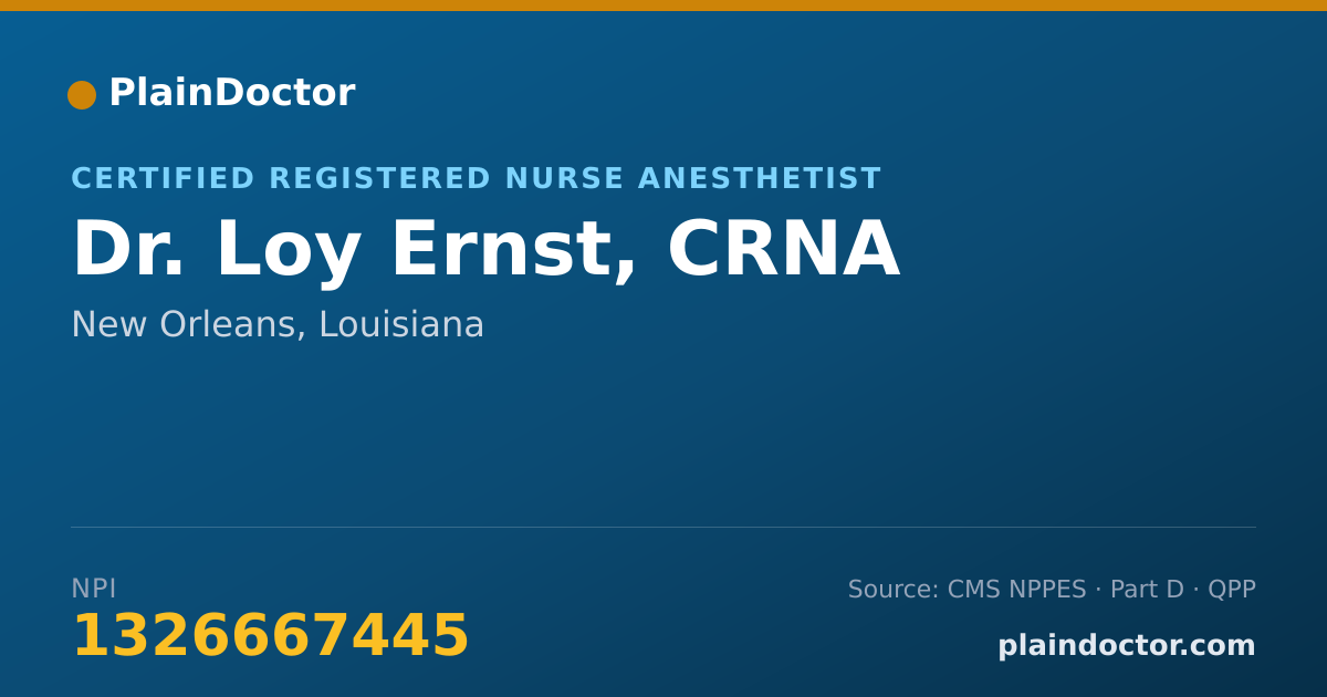 Shareable card for Loy Ernst, CRNA - Certified Registered Nurse Anesthetist, New Orleans, LA