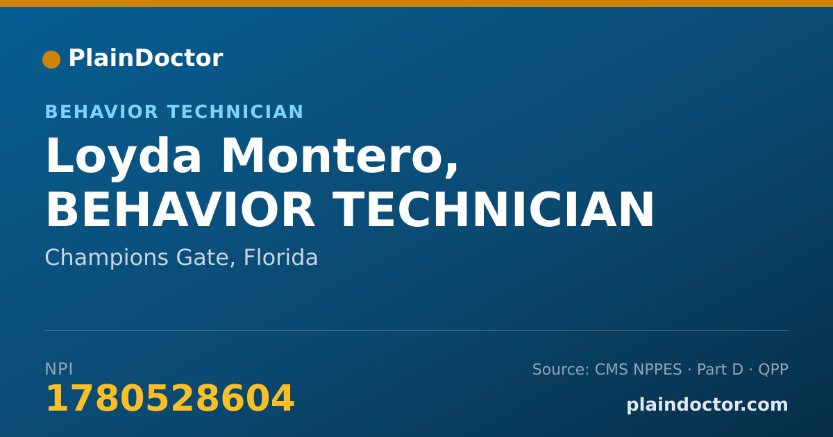 Shareable card for Loyda Montero, BEHAVIOR TECHNICIAN - Behavior Technician, Champions Gate, FL
