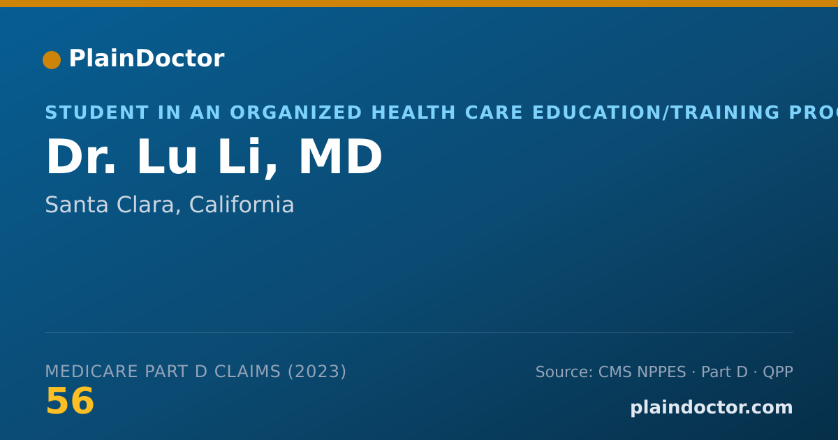 Shareable card for Lu Li, MD - Student in an Organized Health Care Education/Training Program, Santa Clara, CA
