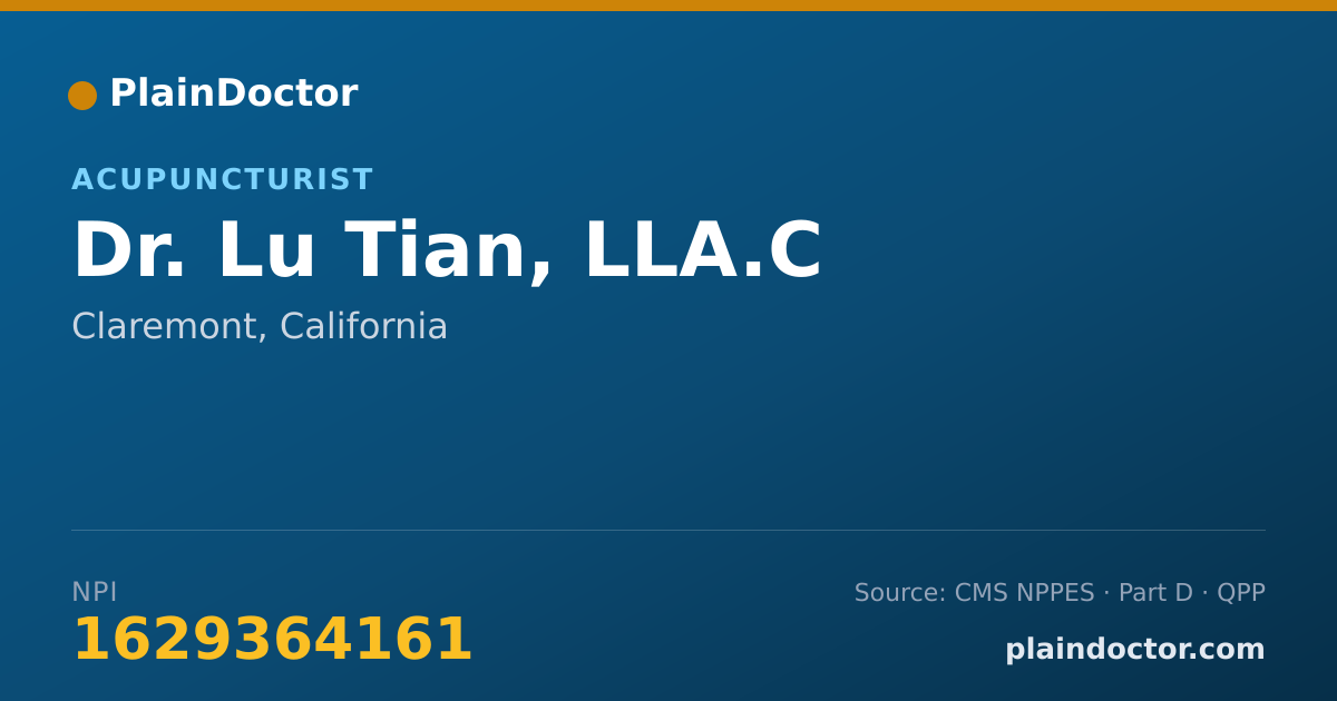 Shareable card for Lu Tian, LLA.C - Acupuncturist, Claremont, CA